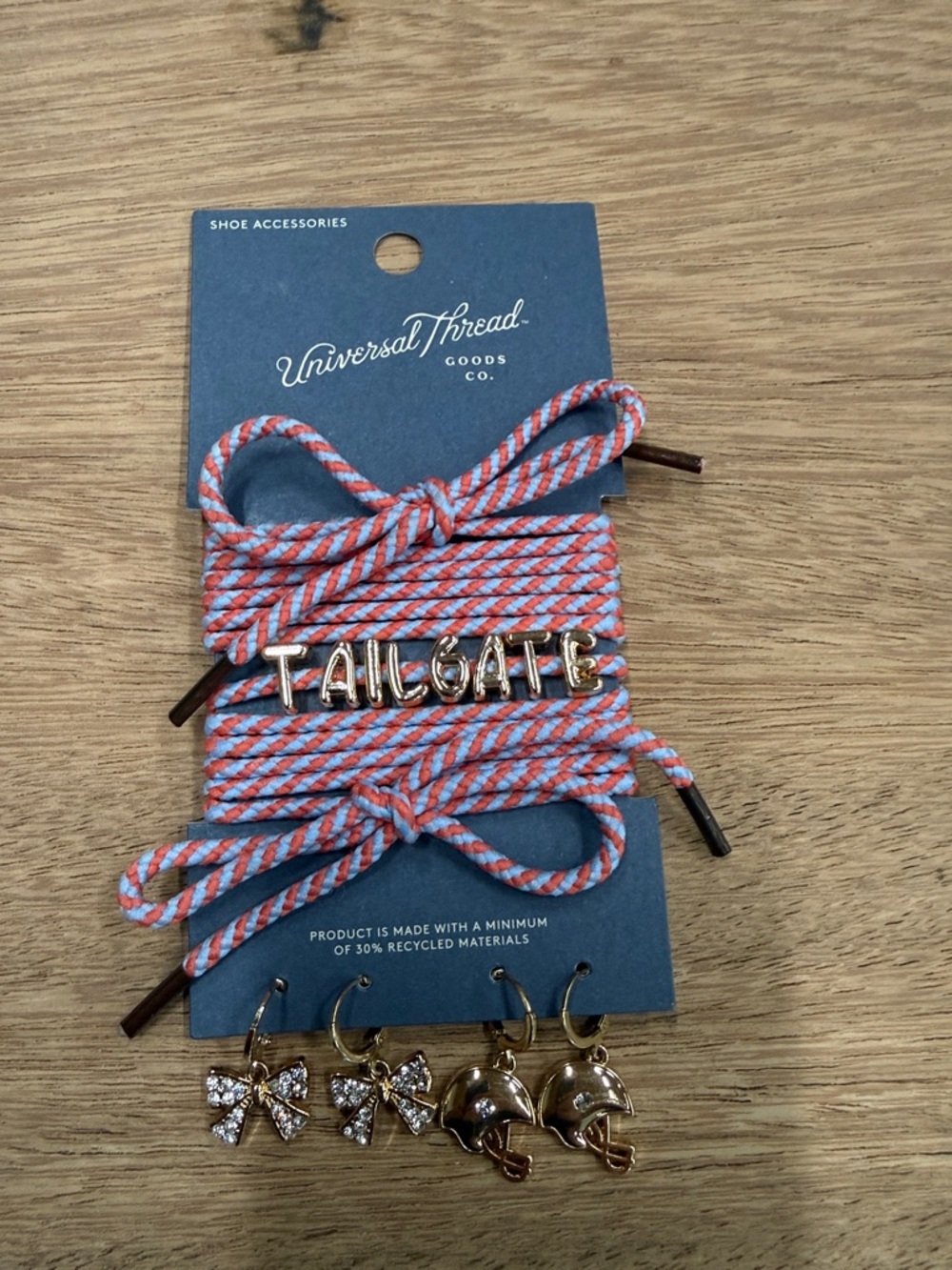 Universal Thread Pink & Blue 'TAILGATE'‎ Shoe Laces with Charms